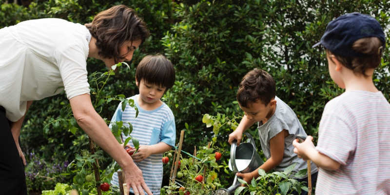 Kids taking part in National Children's Gardening Week